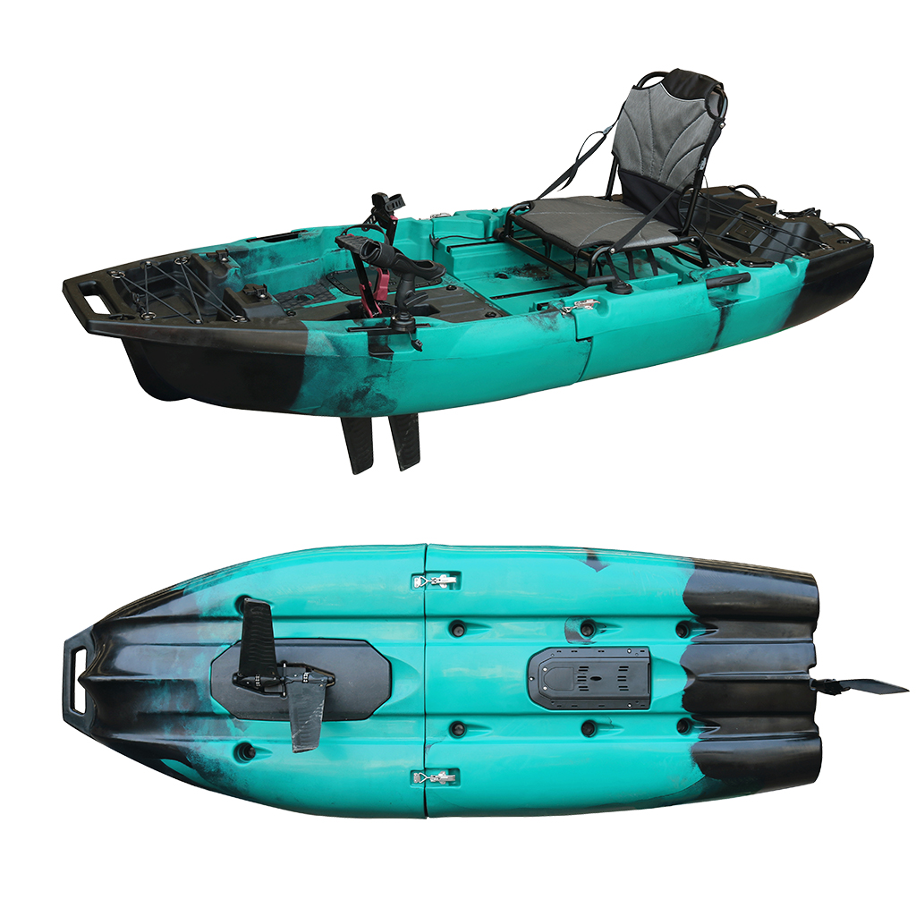Fishing Kayak Sit In - 8フィート2.5メートルHDPEモジュラーシットオントップカヤック1人乗りパドル折りたたみ式脱着式モーター釣り川用軽量耐久性
