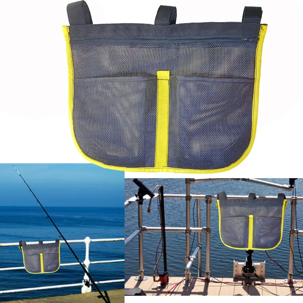 Fishing Kayak Crate - 抗 UV ボート釣りドックレールメッシュポーチ収納袋カヤックマリンヨットボート釣り手すりスタッシュポケット