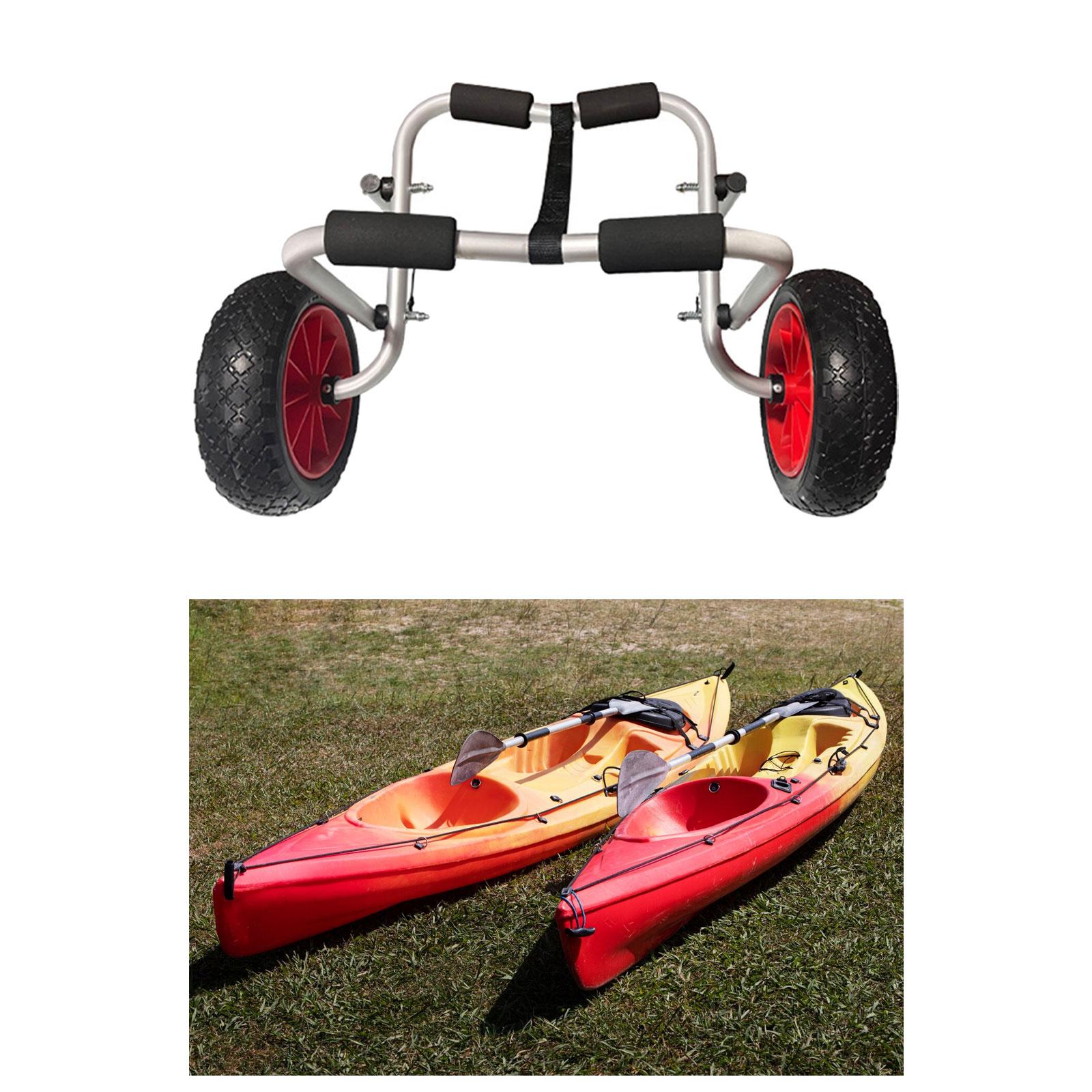 Fishing Kayak Cart - 折りたたみ式カヤックトロリーキャリア、ジョンボートカヤックトレーラー、軽量弾性ストラップ付きエアレスタイヤカヤックドリーカート