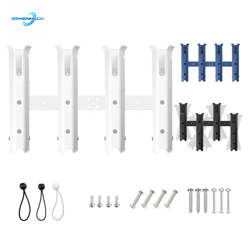 Fishing Kayak Rod Holder - 調整可能な4ポールプラスチック製釣り竿ホルダー、ボート用ロッドラックチューブ、サイドマウントロッドホルダー（ボート、カヤック、釣り用クーラー、トレーラー用）