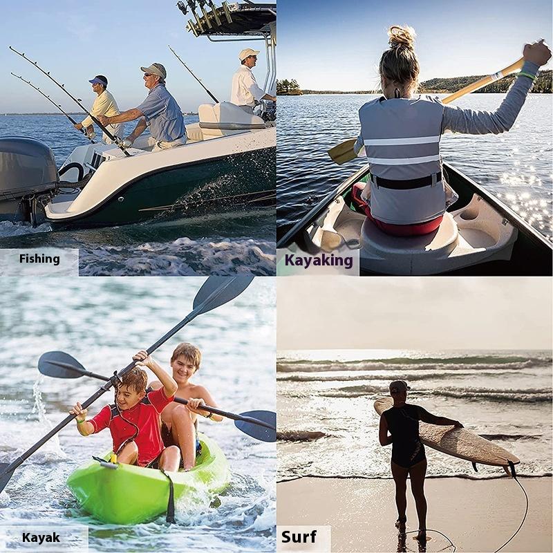 Fishing Kayak Paddle Leash - 調節可能な弾性カヤックロッドランヤードカヌーパドルリーシュ釣り竿リーシュ安全ロープカラビナ手漕ぎボートアクセサリー