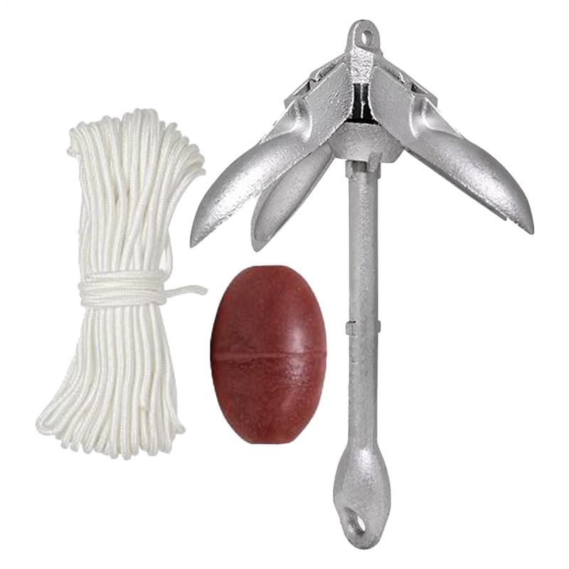 Fishing Kayak Anchor - カヌーアンカーボートアンカーリングシステムキット折りたたみ高耐久回収可能なボートアクセサリー湖釣りカヤックドック係留用