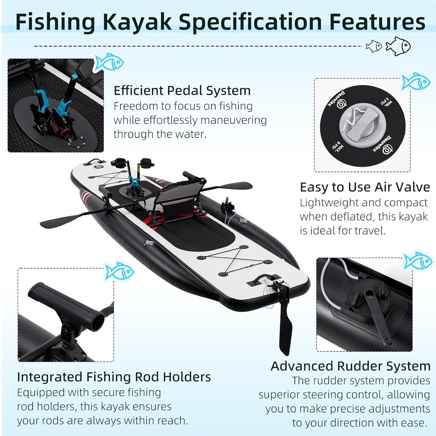 12フィート プレミアムPVCインフレータブルフィッシングカ - Fishing Kayak Seat のレビューと価格