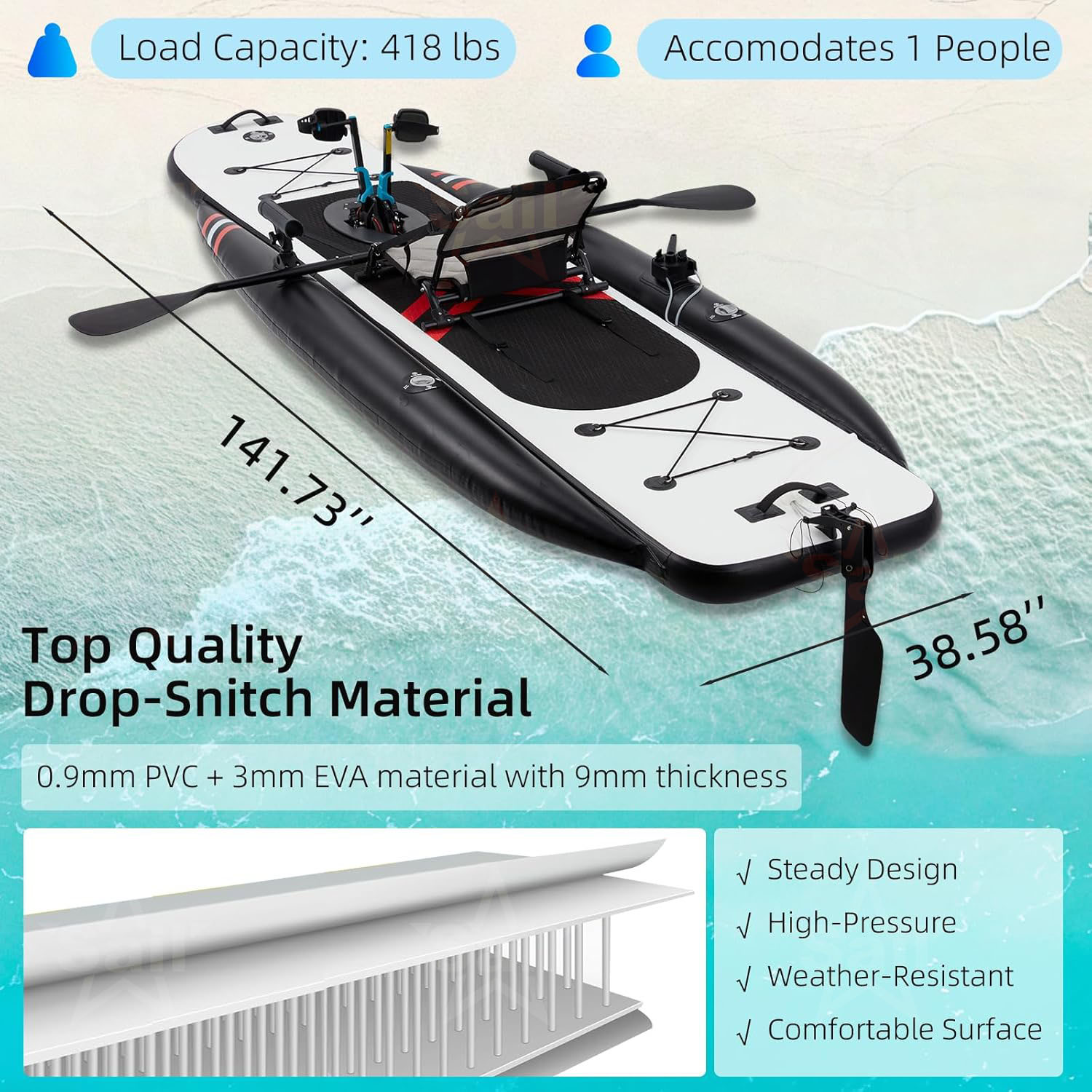 高品質インフレータブルペダルカヤック ドロップステッチ フッ - Fishing Kayak Pedal Drive のレビューと価格