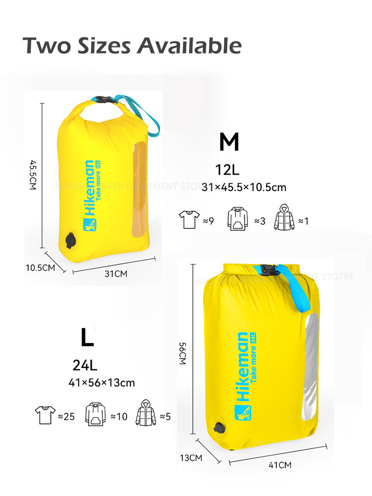 HIKEMAN真空圧縮バッグ（一方向バルブ付き、ポンプ不要） - Fishing Kayak Storage Bag のレビューと価格