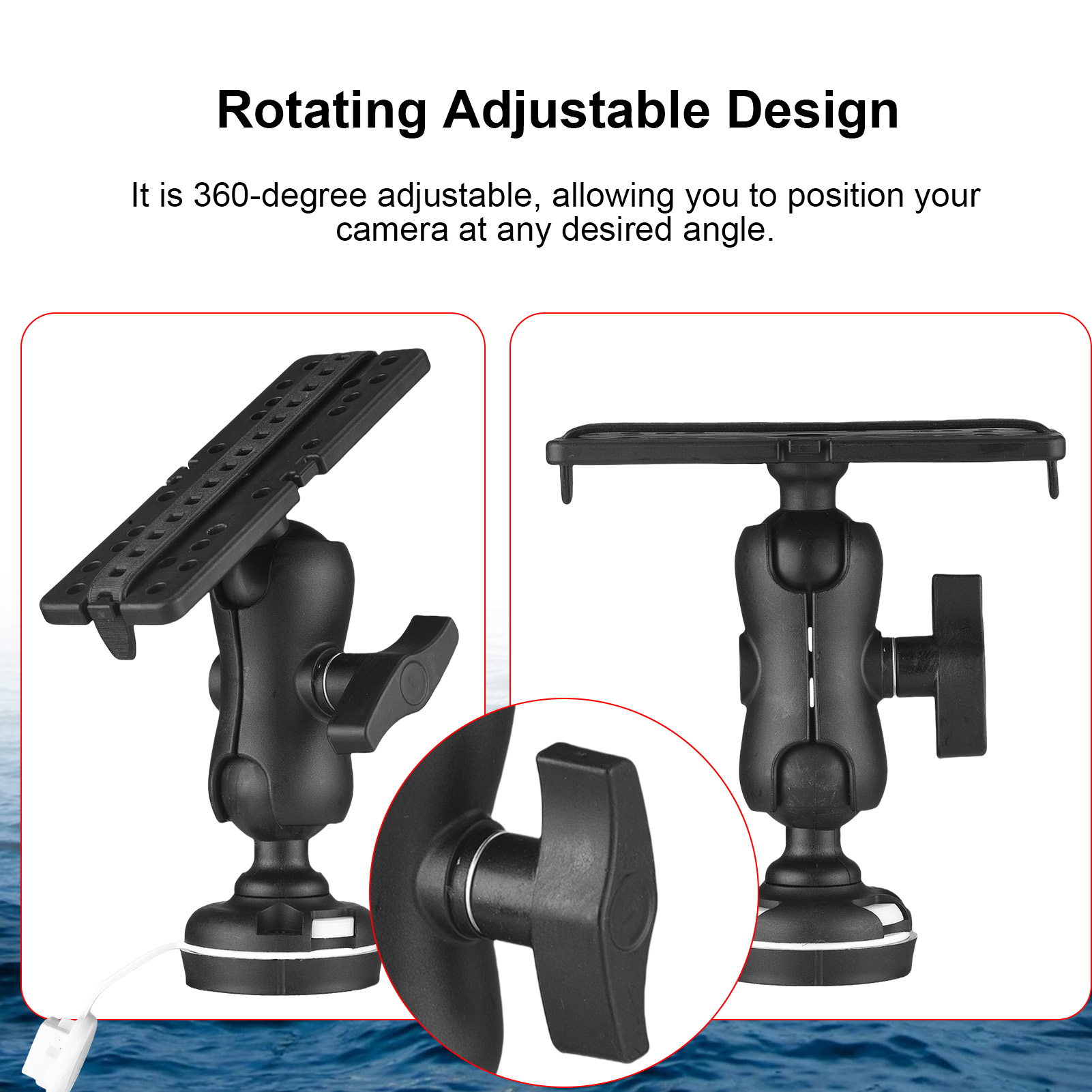 魚群探知機マウント、長方形ベースカヤックレール取り付けシステ - Fishing Kayak Fish Finder Mount のレビューと価格